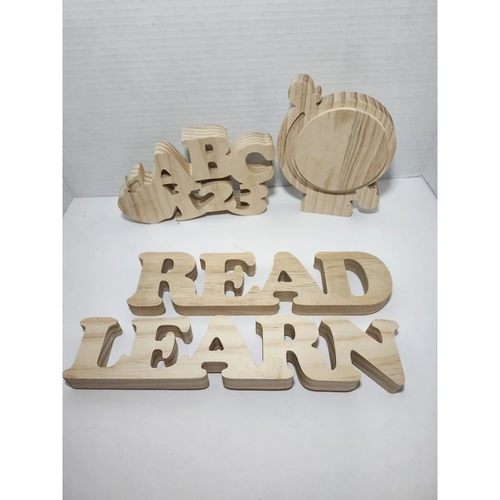 Lot Of 4 Solid Wood Classroom Cut Outs
